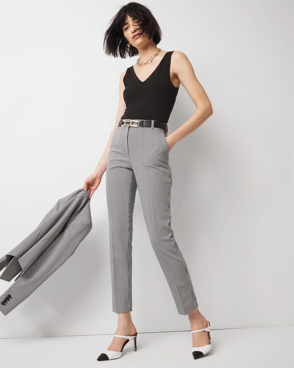 WHBM® Elle Slim Ankle in Gingham | White House Black Market